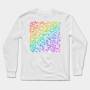 Watercolor Rainbow Gradient Vines Pattern Long Sleeve T-Shirt